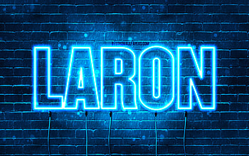 Happy Birtay Laron, , blue neon lights, Laron name, creative, Laron Happy Birtay, Laron Birtay, popular french male names, with Laron name, Laron HD wallpaper