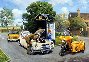 At Your Service, scene, AA, rescue, cars, motorbike, countryside HD wallpaper