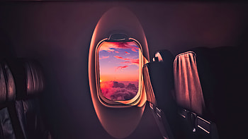 Beautiful Sunset Through Airplane Window, plane, sunset, graphy, window HD wallpaper