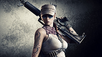 WOMEN AND GUNS - 3D game soldier tattoo girl | | 555971 | UP HD wallpaper