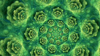 Green Flowers Fractal Spiral Glare Pattern Abstract HD wallpaper