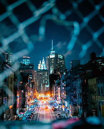 Cities, Lights, Night City, Overview, Review, Urban Landscape, Cityscape, Street HD phone wallpaper
