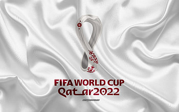 2022 FIFA World Cup, , Qatar 2022, white silk texture, Qatar 2022 logo, Qatar 2022 emblem, 2022 FIFA World Cup logo, soccer HD wallpaper