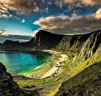 The Hidden Beach - Norway, Beach, Nature, Norway, Sky HD wallpaper
