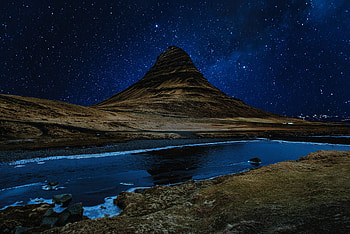 Nature, Rivers, Night, Starry Sky, Hill HD wallpaper