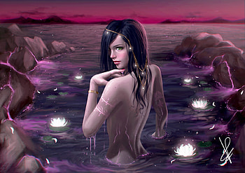 Mermaid, frumusete, girl, summer, pink, luminos, paulina bochniak, water, vara HD wallpaper