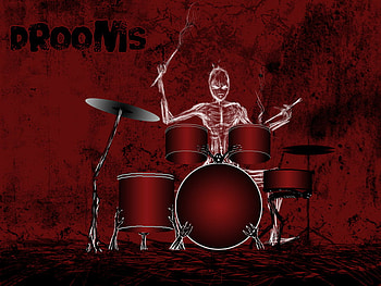 Drooms, hell, music, musician, creature, monster, beast, creepy, drums HD wallpaper