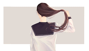 School uniform, brown hair, anime girl HD wallpaper