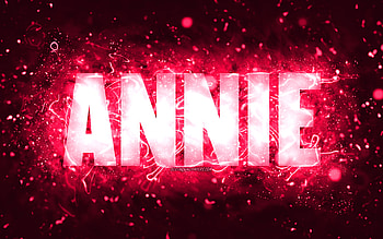 Happy Birtay Annie, , pink neon lights, Annie name, creative, Annie Happy Birtay, Annie Birtay, popular american female names, with Annie name, Annie HD wallpaper