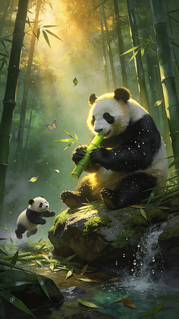 Bamboo Daydream — Panda , Animal, panda, bamboo, forest HD phone wallpaper