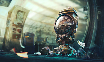 Clock Scifi, scifi, digital-universe, clock HD wallpaper