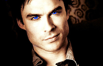 Ian Somerhalder as Damon, blue eyes, ian somerhalder, man, tv series, fantasy, actor, vampire diaries, damon salvatore, creature, vintage HD wallpaper