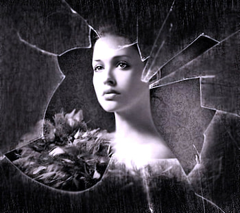 Broken crystal, girl, , 3d, black and white HD wallpaper