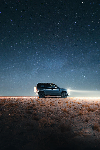 Night, Land Rover, Cars, Car, Suv, Grey, Land Rover Defender HD phone wallpaper