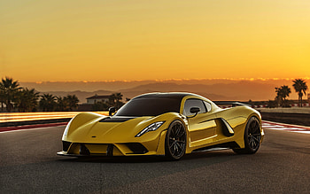 Hennessey Venom F5 Supercar Exterior Race Track Yellow Venom F5 American Supercars Hennessey Performance Engineering HD wallpaper