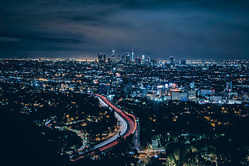 Los Angeles, city, skyscrapers, night HD wallpaper