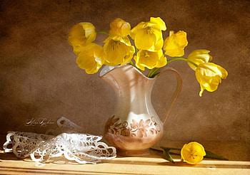 Yellow flowers in vase * For my friend TMW (Tammy), still life, yellow, flower, vase, nature HD wallpaper