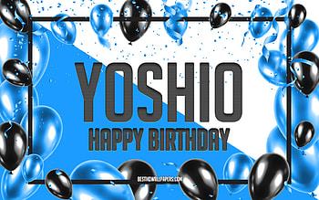 Happy Birtay Yoshio, Birtay Balloons Background, Yoshio, with names, Yoshio Happy Birtay, Blue Balloons Birtay Background, Yoshio Birtay HD wallpaper