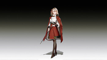 Red, uniform, original, minimal, anime girl HD wallpaper