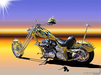 Yellow Chopper, motorcycle, yellow HD wallpaper