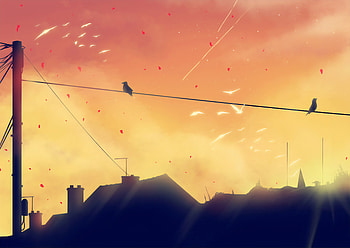 Hazy Spring Birds , birds, artist, artwork, digital-art, morning, deviantart HD wallpaper