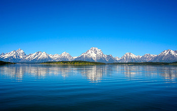 mountains on the horizon, fun, cool, nature, mountains, lake HD wallpaper