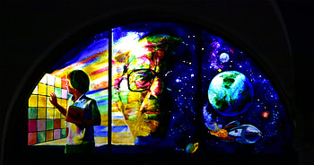 Ray Bradbury, Stained glass tribute, Installation, South Pasadena HD wallpaper