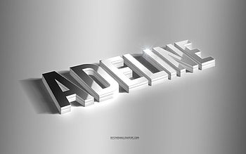Adeline, silver 3d art, gray background, with names, Adeline name, Adeline greeting card, 3d art, with Adeline name HD wallpaper