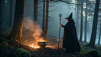 Enchanted Witchcore: Mystical, witch, forest, cauldron, magic HD wallpaper