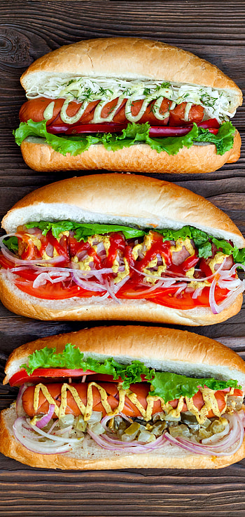 Satisfying snack, Street food delight, Hot dog craving, Fast food treat HD phone wallpaper