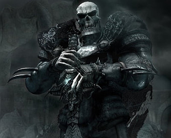 Agent of Chaos, dagger, sword, fantasy, armour, skull, spikes, dark HD wallpaper