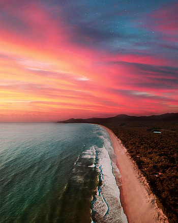Cloud sky, calm, beach during sunset, nature HD phone wallpaper