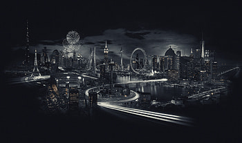 City, around the worlds, Landmarks, bw, city, night HD wallpaper