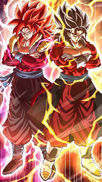 Gogetta y Vegito SSj 4, red, magenta HD phone wallpaper