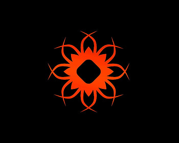 abstract orange flower, black, abstract, flower, labrano, orange, gizzzi HD wallpaper