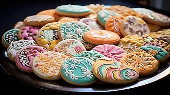 Colorful Decorated Cookies, food, Sugar Cookie, cookie, dessert, baking HD wallpaper