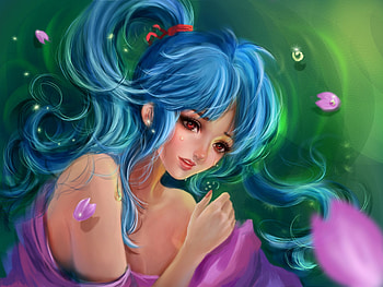Fantasy Girl, colorful, emotion, fantasy, pretty, blue haired, girl HD wallpaper