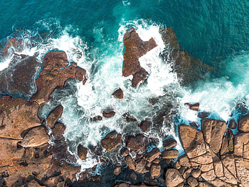 Nature, Sea, Rocks, View From Above, Coast HD wallpaper