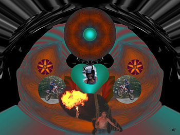 Fireball Bob, eye candy, abstract, 3d, fractal, collage HD wallpaper