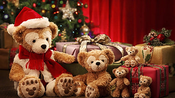 Christmas, Teddy Bear, Santa Hat, Holiday, Gift HD wallpaper
