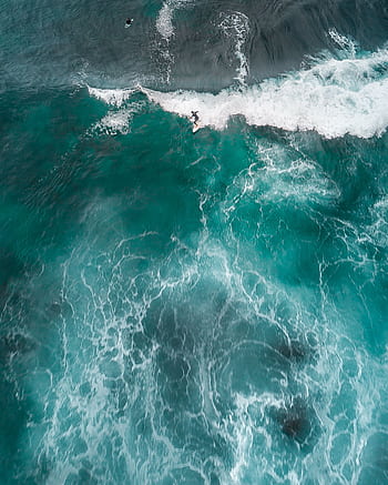 Breathtaking aerial shot of a surfer riding waves at Bronte Beach, Australia. HD phone wallpaper