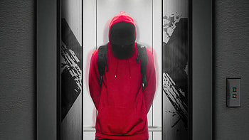Hoodie Guy In Elevator , hoodie, artist, artwork, digital-art HD wallpaper