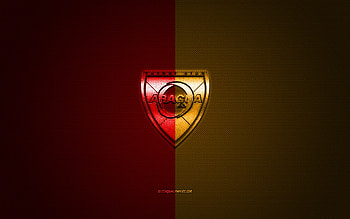 Aragua FC, Venezuelan football club, red yellow logo, red yellow carbon fiber background, Venezuelan Primera Division, football, Maracay, Venezuela, Aragua FC logo HD wallpaper