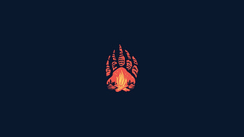 Paws, campfire, minimal, abstract HD wallpaper