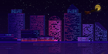 Vector, cityscape, buildings, digital art, night HD wallpaper