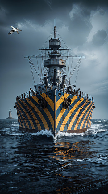 Majestic Warship : Power Meets the Sea, warship, ocean, lighthouse, wave, Ocean Waves HD phone wallpaper