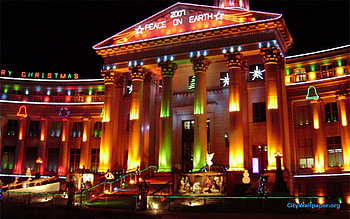 Denver City And County Building Christmas Lights HD wallpaper