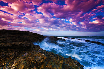 colorful world, blue, sand, graphy, beauty, beach, pink, clouds, nature, sky, water, ocean HD wallpaper