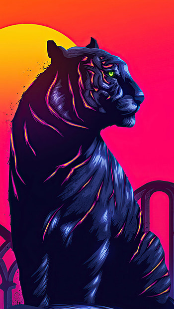 Neon tiger, Ultra , Mesmerizing glow, Digital art HD phone wallpaper