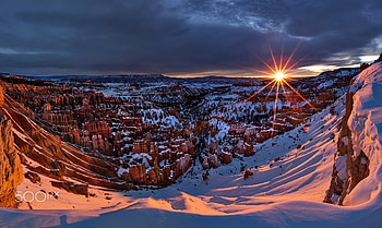 Canyon in winter, Winter, Mountains, Canyon, Sunset HD wallpaper